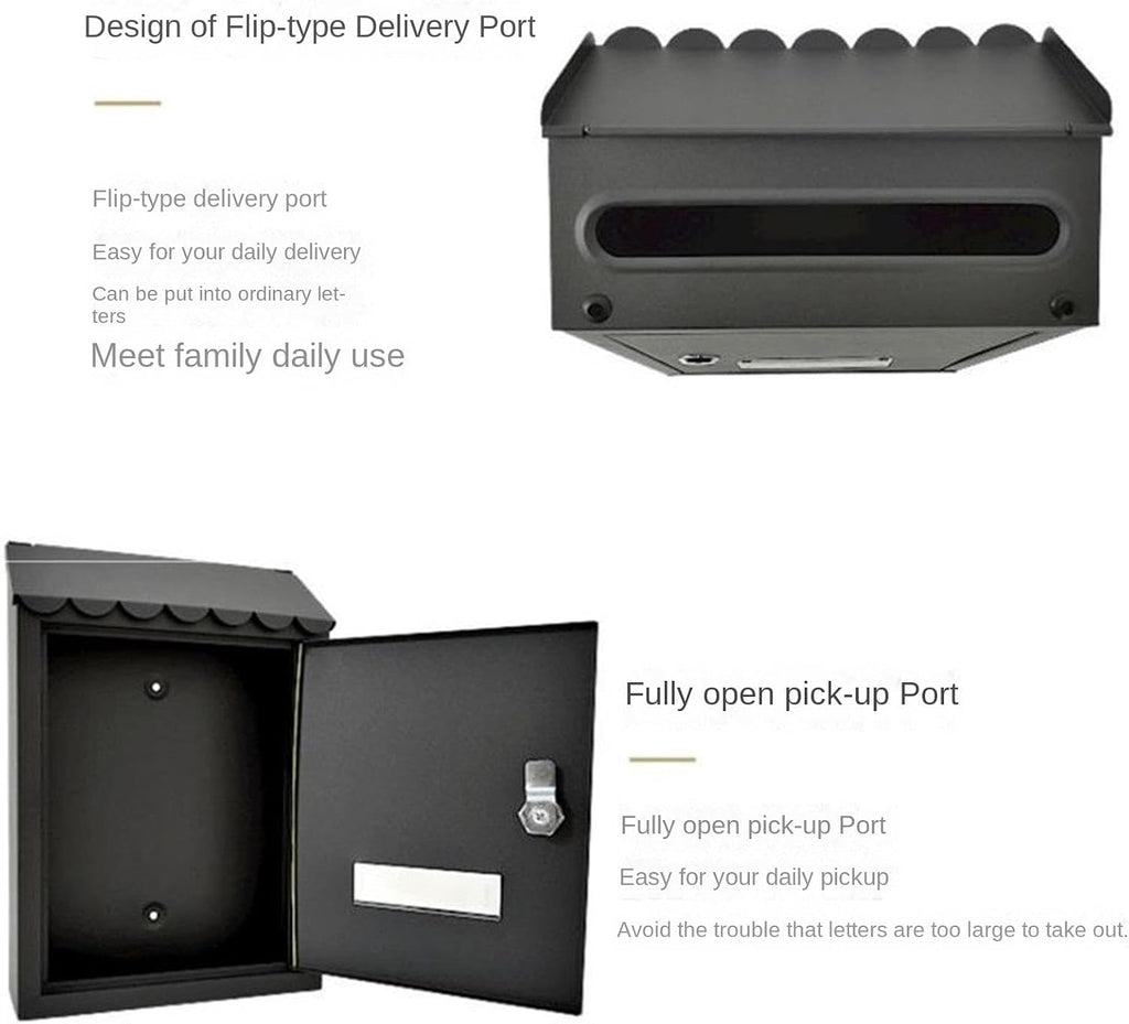 Outdoor Parcel Drop Box Modern Delivery Letterbox Outdoor Lockable Metal Mailboxes Wall Mounted Mail Box Post Box with Key for Home Decoration Letter Post Mail ?Outdoor (Silver 21 * 6.5 * 30cm)