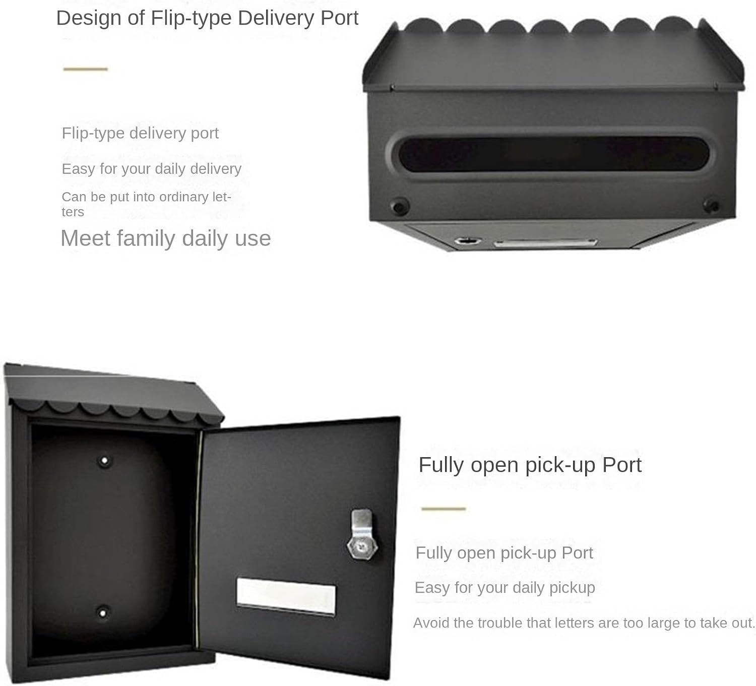 Outdoor Parcel Drop Box Modern Delivery Letterbox Outdoor Lockable Metal Mailboxes Wall Mounted Mail Box Post Box with Key for Home Decoration Letter Post Mail ?Outdoor (Silver 21 * 6.5 * 30cm)