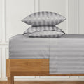 Damask Stripe Twin Size 6 Piece Sheet Set 12 inch Deep Pocket - 1000 Thread Count 100% Egyptian Cotton 6 PC Luxury Cotton Damask Bed Sheets - Silver Grey