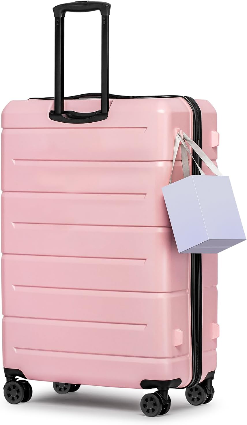 KYME Luggage Sets 3 Piece Hardshell 20'/24'/28' Suitcase with Wheels Hardside Suitcase Set with TSA Lock Large Travel Luggage Set for Women Pink