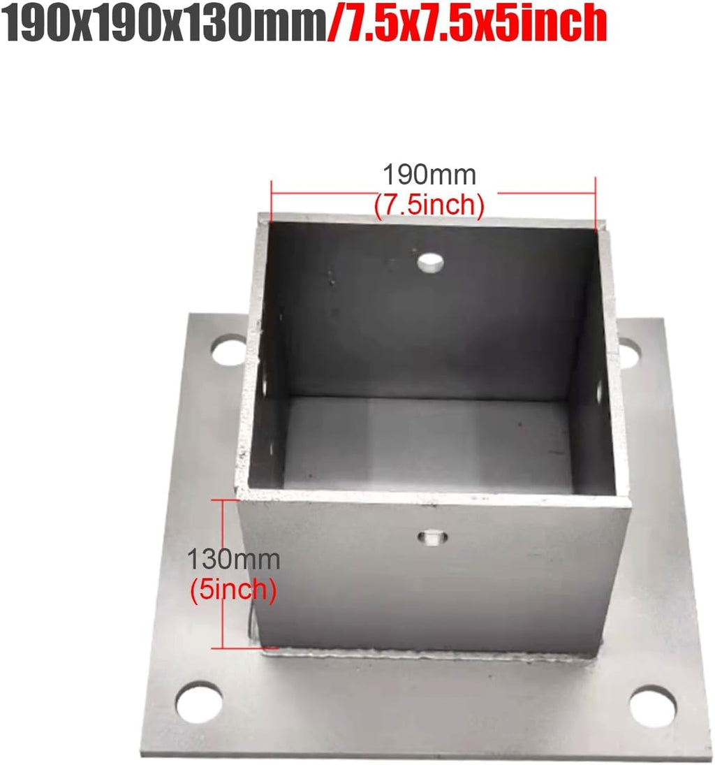 2 Pack Square Column Base Plate - Wood Fence Post Anchor with Installation Kit for Concrete/Deck/Pergola/Mailbox(190x190mm)
