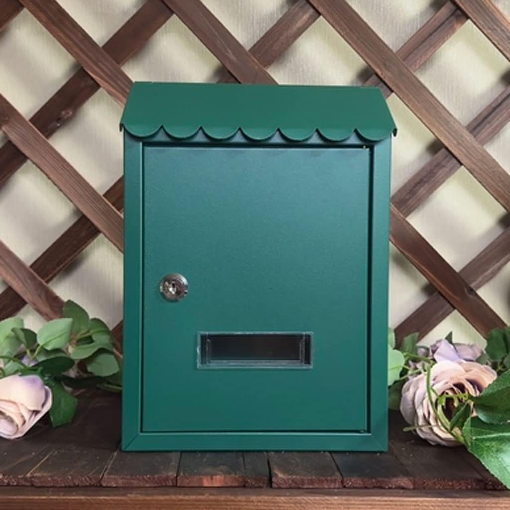 Mailbox Galvanized Steel Mailbox Modern Post Box with Sight Window Drop Box Rectangular Parcel Box with Key Wall Mounted Mail Boxes Domestic(Green)