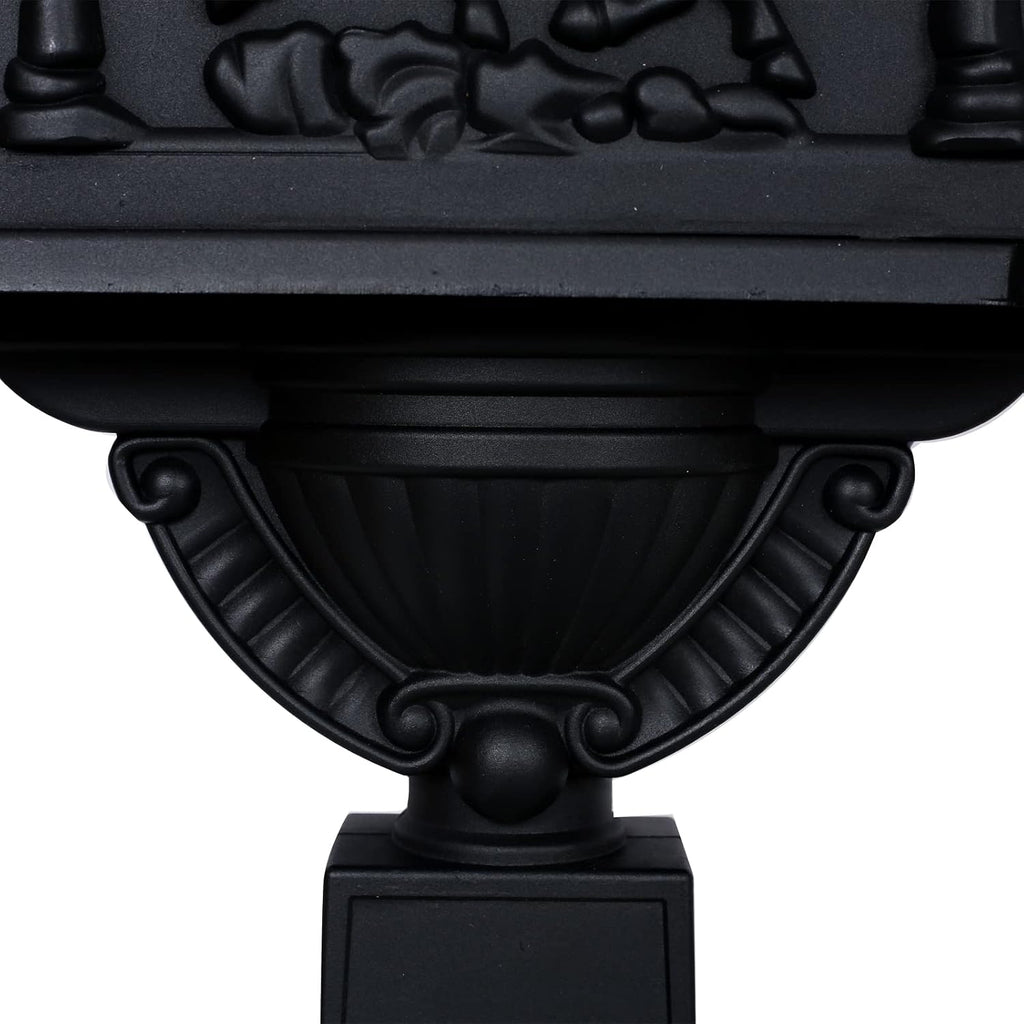 Antique Locking Mailboxes for Outside Aluminum Freestanding Mailbox with Post, Heavy Duty Mail Boxes for House with Post, Black