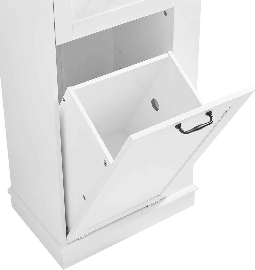 Tall Bathroom Storage Cabinet with Tilt-Out Compartment, Space Saving Bathroom Accent Storage Cabinet with Adjustable Shelves, Modern Freestanding for Home Kitchen, Living room (White Style5)