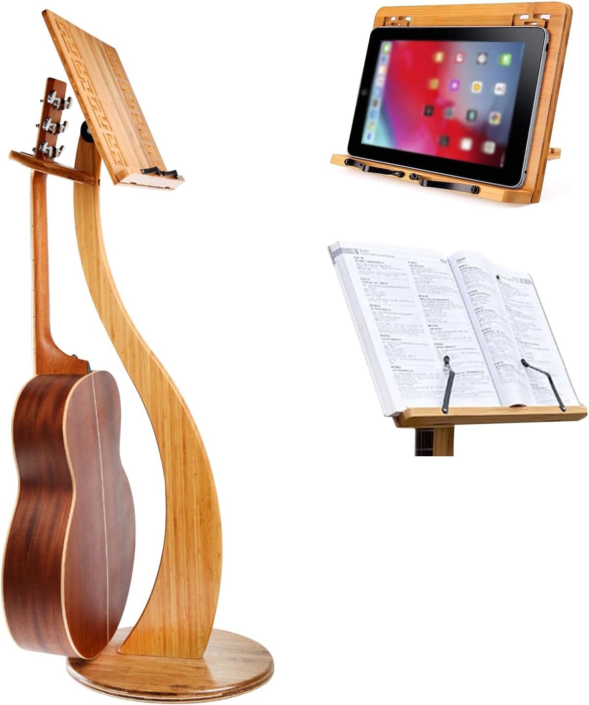 WORDFUN Sheet Music Stand, Professional Music Book Holder, Super Sturdy Guitar Violin Music Stand, Wood Station for Conductors, 340° Flip Design, for Reading & Desk & Display