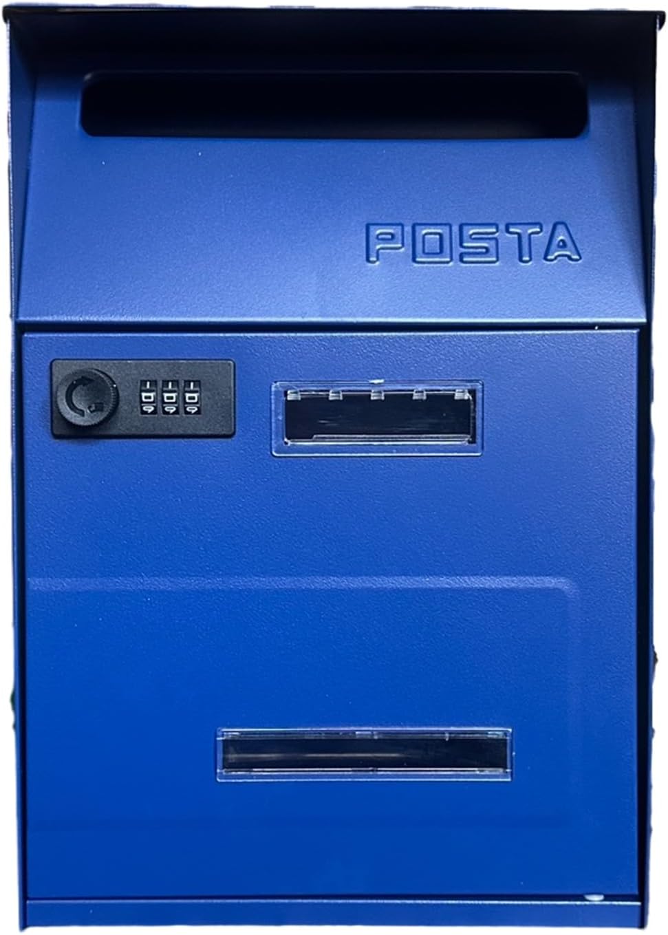 MELPHI Metal Mailbox with Combination Lock, Hanging Secure Post Box, Weatherproof Secure Mail Box for Envelope, Letter, Outside, Home, Office Business (Color : Blue)