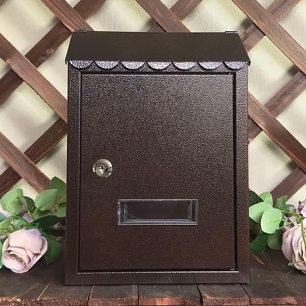 Mailbox Galvanized Steel Mailbox Modern Post Box with Sight Window Drop Box Rectangular Parcel Box with Key Wall Mounted Mail Boxes Domestic (Chocolate)