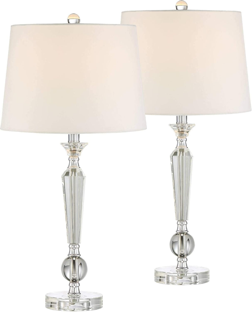 Vienna Full Spectrum Jolie 26' High Traditional Table Lamps Set of 2 with Smart Sockets Clear Crystal Living Room Bedroom Bedside Nightstand House Office Home Reading Kitchen Entryway Off-White