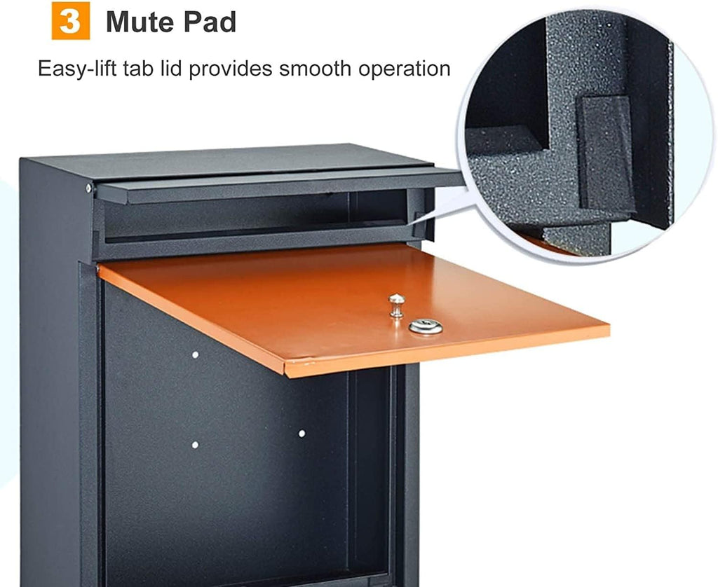 Suggestion Box Business Drop Boxes Donation Box Modern Large Mailbox for A4 Mail, Outside Wall Mount Locking Post Box, Metal Vertical Letter Drop Box for Home Residential Office Porch ( Color : Orange