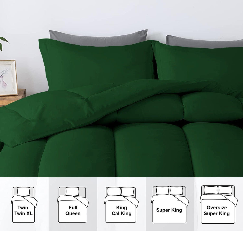 5 PC Straight Line Pattern Comforter Set Premium Super Soft 600 GSM All Season | 1000 Thread Count | 100% Egyptian Cotton ( Full/Queen Size, Green Color)