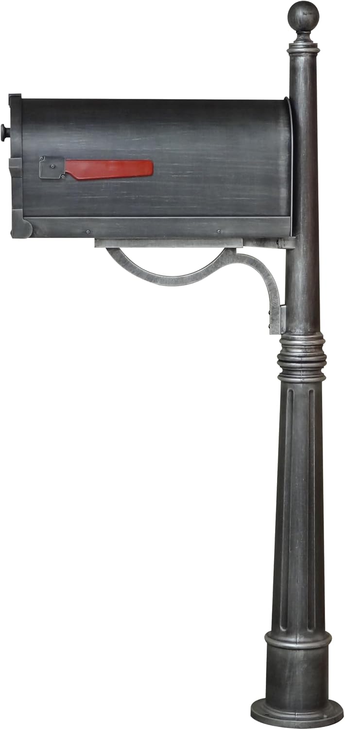 Special Lite Savannah Curbside Mailbox with Ashland Post - Swedish Silver Mailbox with Aluminum Post - SCS-1014_SPK-600-SW
