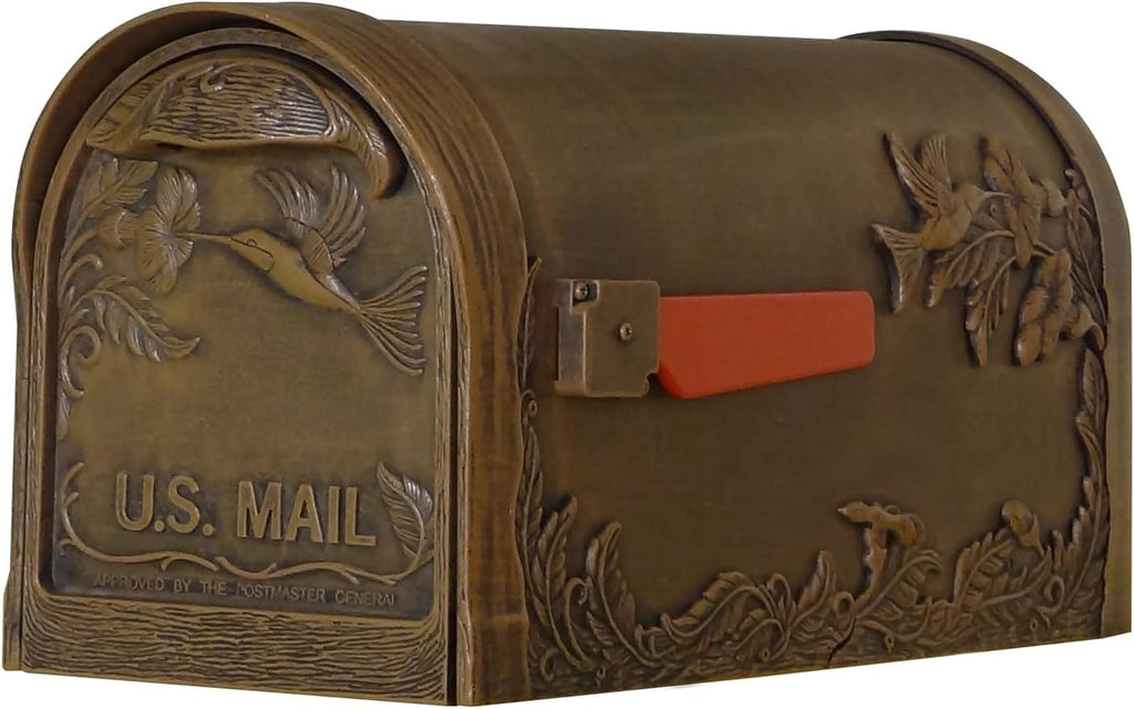 Special Lite Hummingbird Curbside Mailbox - Copper Aluminum Mailbox for Post Mount - SCB-1005-CP
