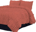 800 Thread Count 100% Egyptian Cotton 1 Piece Gathered Ruffle Duvet Cover with 2 Matching Pillowshams Zipper Closure Queen/Full Solid Brick Red