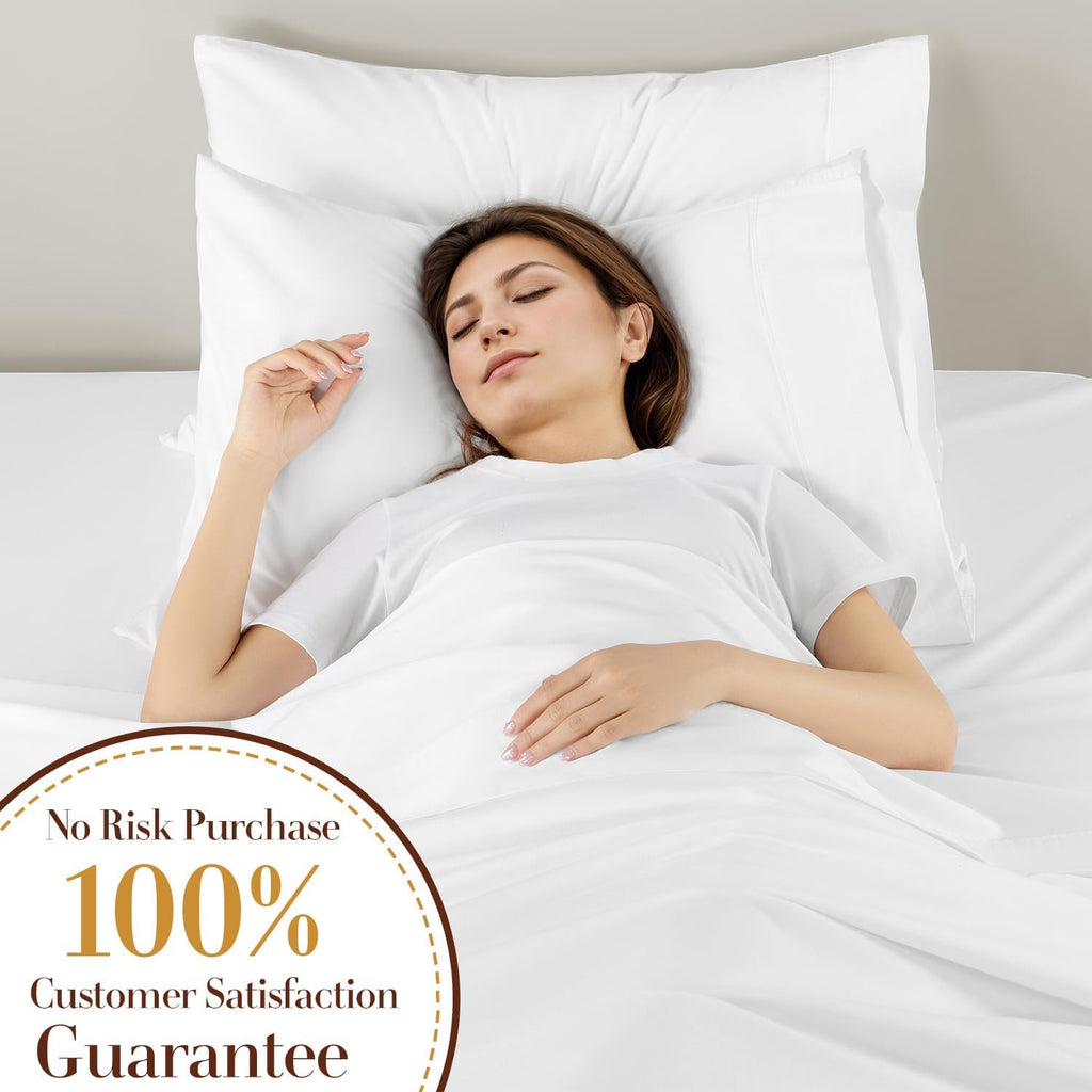 1200 Thread Count Cotton Sheets, 100% Egyptian Cotton Sheet for Queen Size Bed,Very Smooth Soft with 18' Deep Pocket Sheets 4-Pc Sets (Pearl White, Queen)