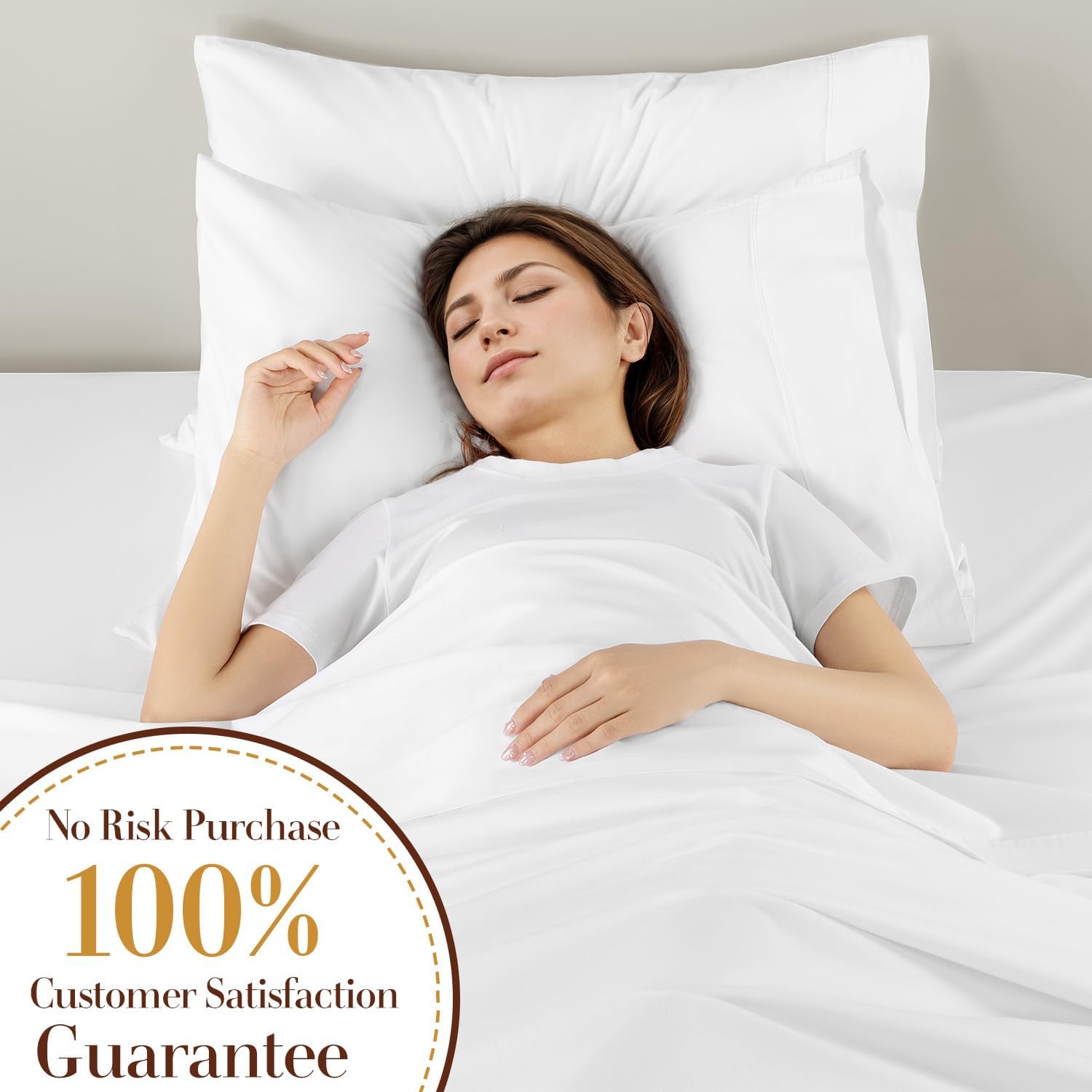 1200 Thread Count Cotton Sheets, 100% Egyptian Cotton Sheet for Queen Size Bed,Very Smooth Soft with 18' Deep Pocket Sheets 4-Pc Sets (Pearl White, Queen)