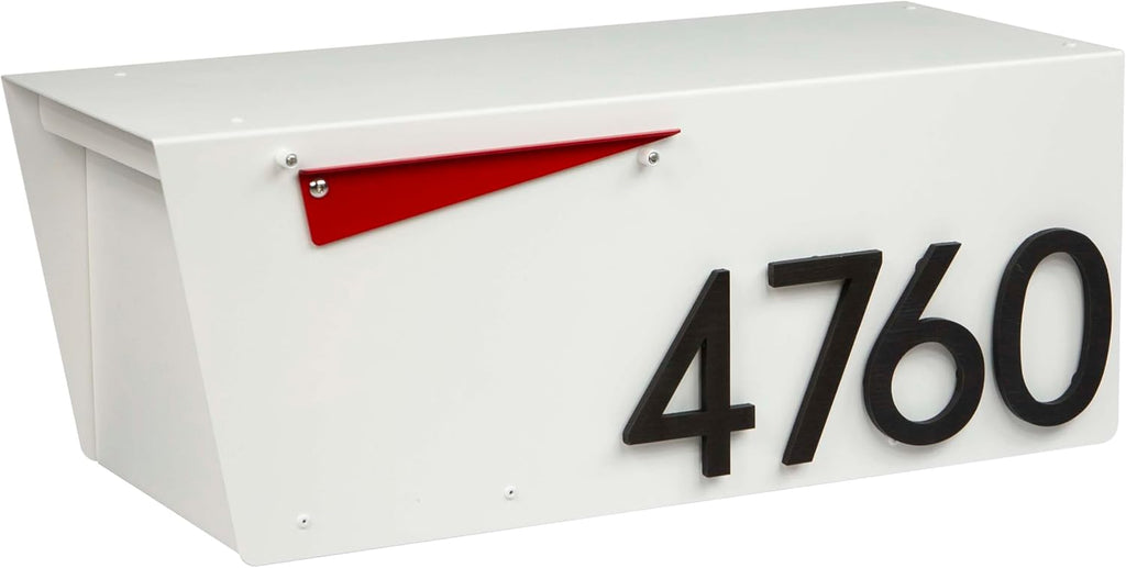 Rusty Design White Colour Post-Mounted Modern Mailbox with Personalized Address Numbers #HC101 (with Four Address Numbers)
