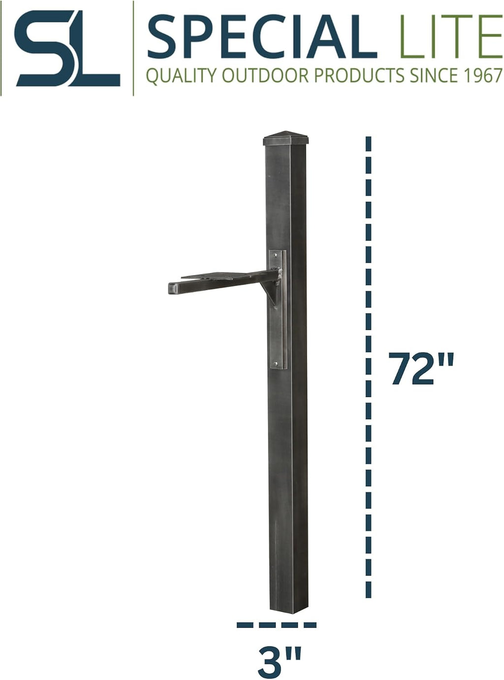 Special Lite Wellington Mailbox Post - Swedish Silver Aluminum Post for Curbside Mailbox - SPK-720-SW