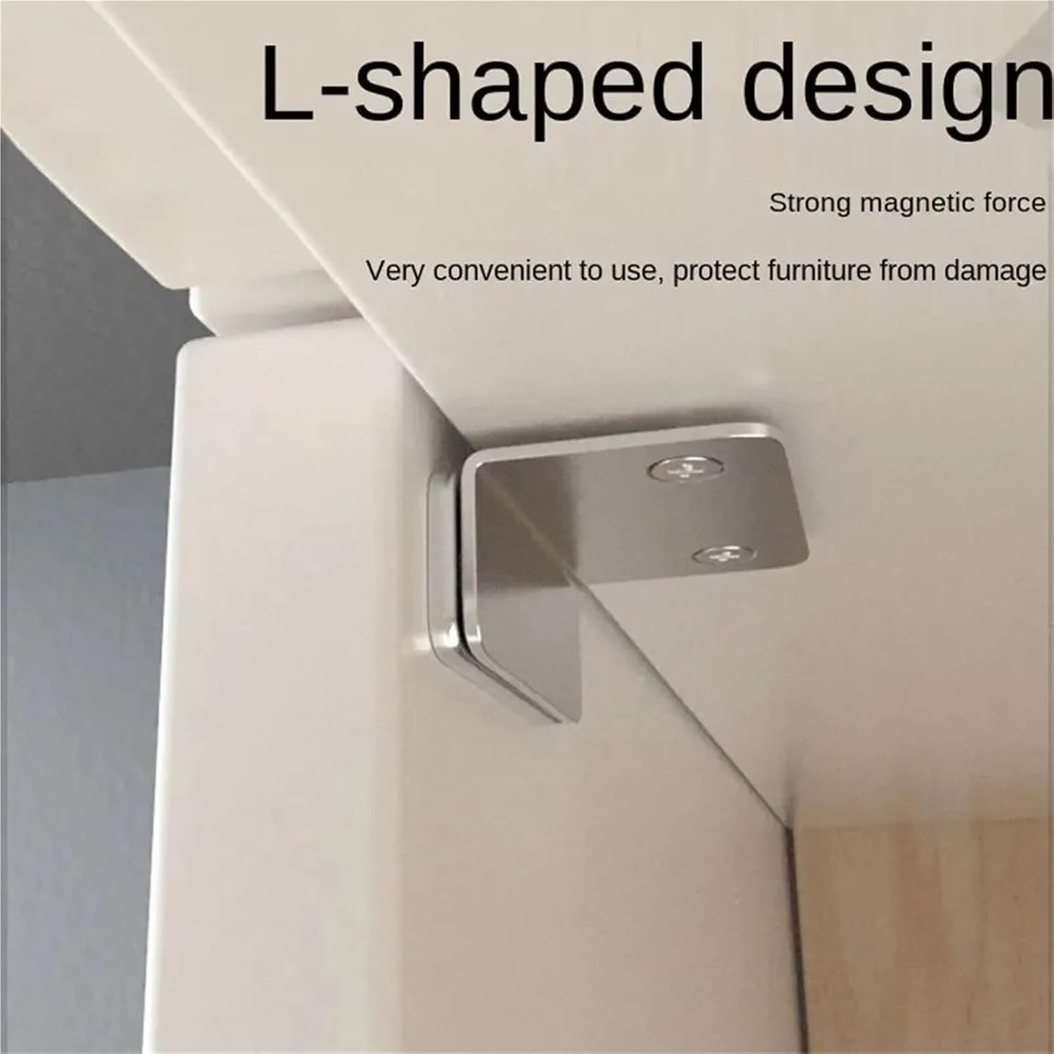 10-1PCS L-Shaped Magnetic Door Closer Self-Adhesive Invisible Cabinet Door Suction Wardrobe Magnetic Strip Patch Stopper(Black 10pcs)