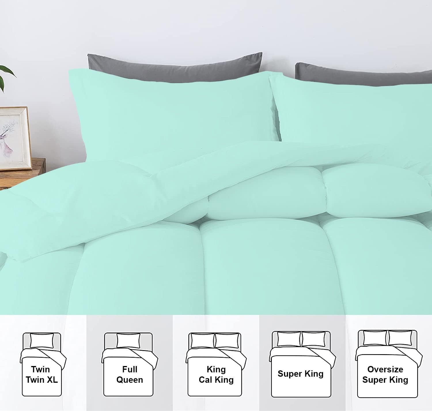 5 PC Straight Line Pattern Comforter Set Premium Super Soft 600 GSM All Season | 1000 Thread Count | 100% Egyptian Cotton ( Full/Queen Size, Aqua Blue Color)
