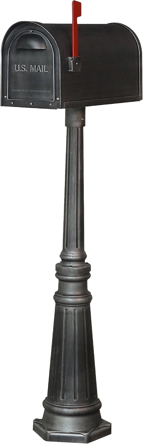 Special Lite Classic Curbside Mailbox with Tacoma Post - Swedish Silver Aluminum Mailbox with Post - SCC-1008_SPK-591-SW