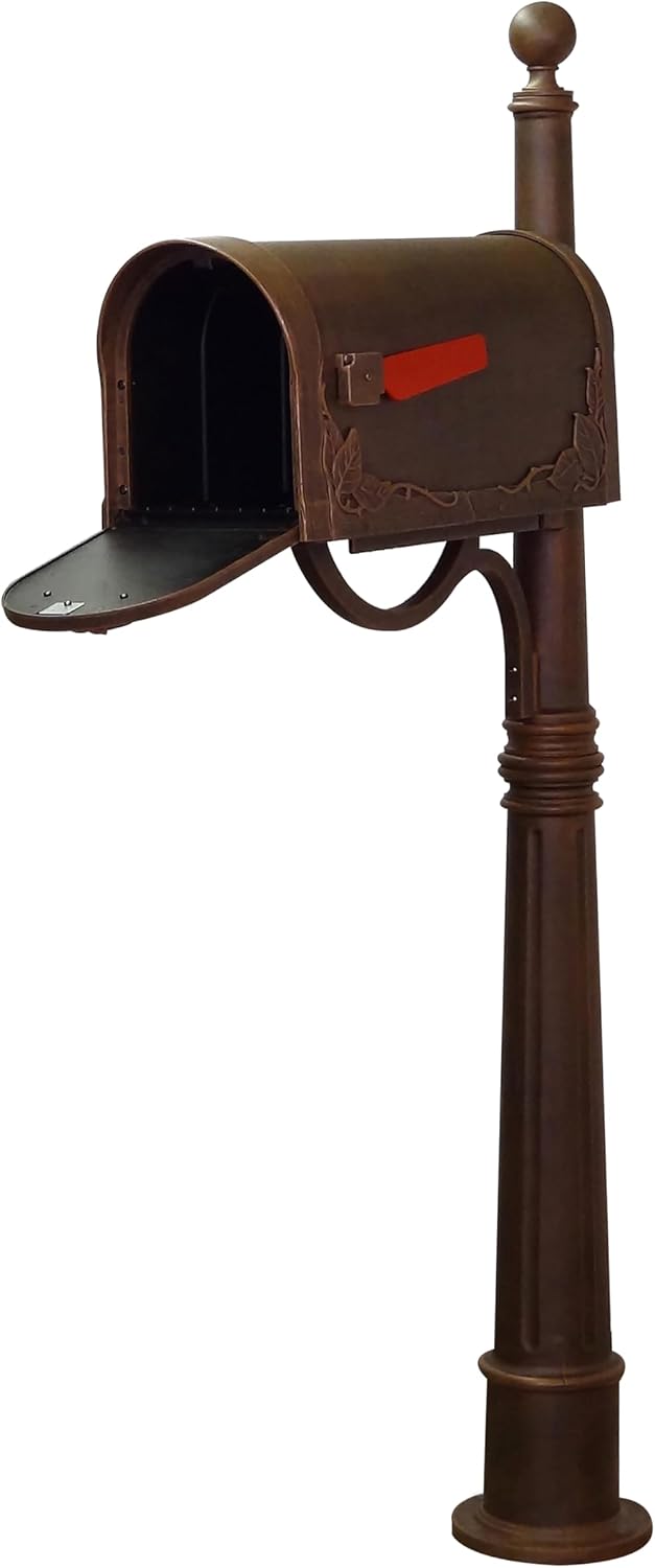 Special Lite Floral Curbside Mailbox with Ashland Post - Copper Mailbox with Aluminum Post - SCF-1003_SPK-600-CP
