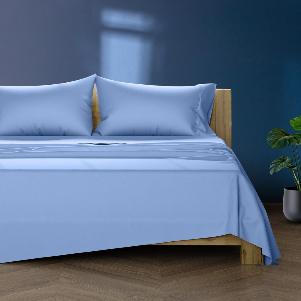 TEXAS LINEN CO. 100% Egyptian Cotton Split King Sheet Sets - Luxury 1000 Series Lonestar Lovin' Collection Split King Sheet Set (5 PC, Deep Blue), Cooling, 16' Deep Pocket Sateen Hotel Bed Sheets
