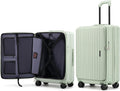 ROAMING Elegance Checked Luggage, 24 Inch Hardside Suitcase, Front Opening Lightweight Hardshell with Spinner Wheels Tsa Lock Cup Holder Large Suitcase Specially Designed Ergonomic Pull Rod Handle