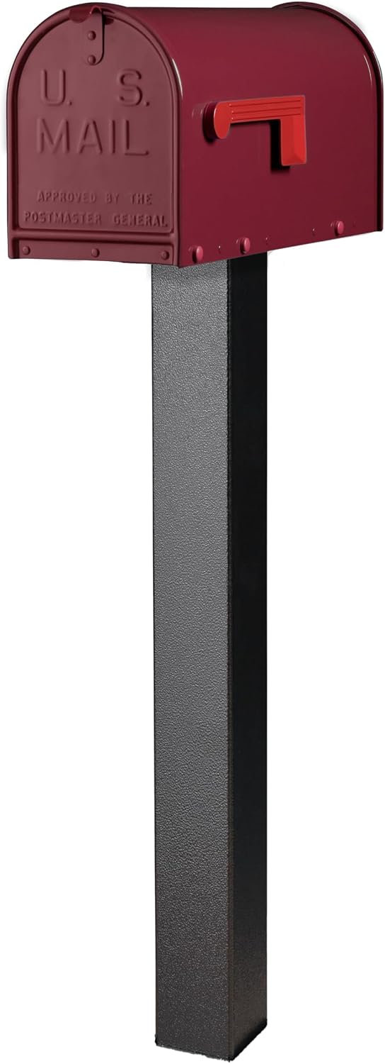Janzer Post with Mailbox (Black Post with Burgundy Mailbox)