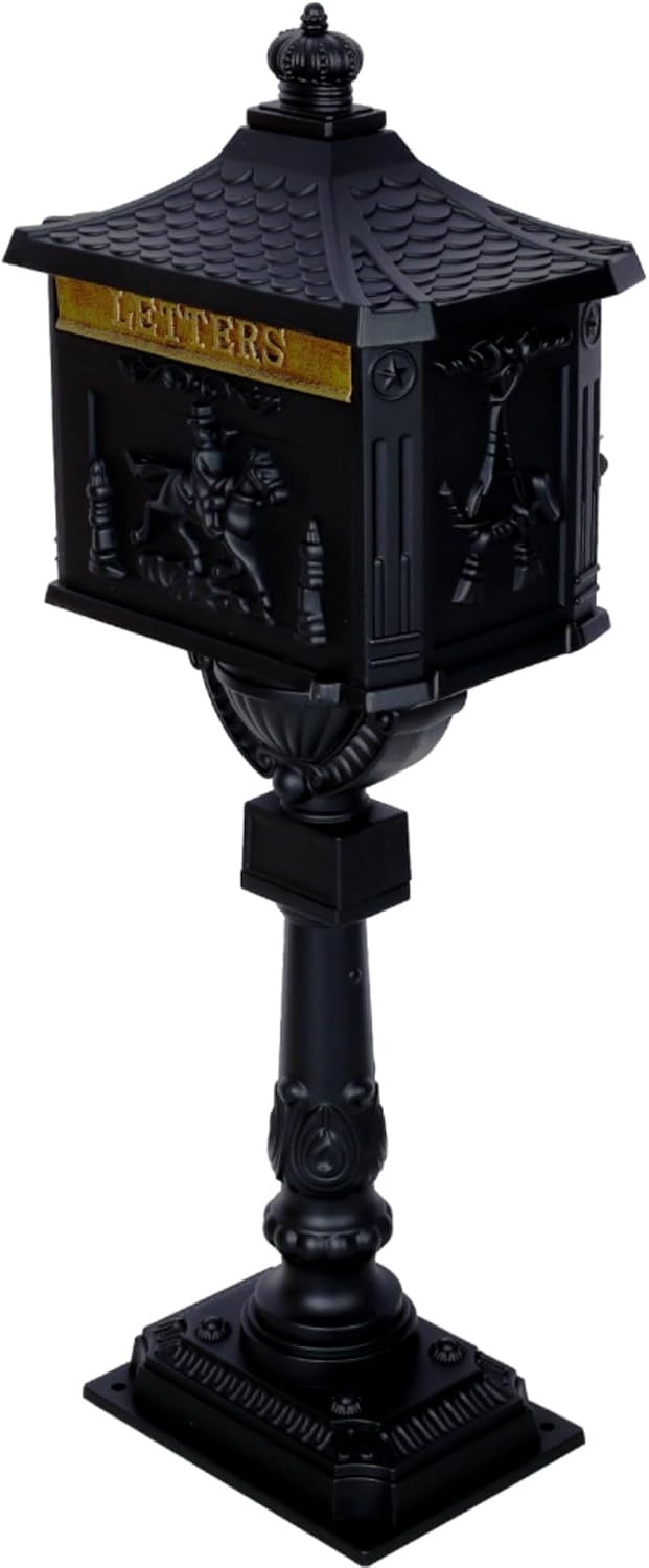 Mailboxes for Outside with Post,Mailbox Cast Aluminum Mail Box Postal Box Security Heavy Duty New (Aluminium+Black)