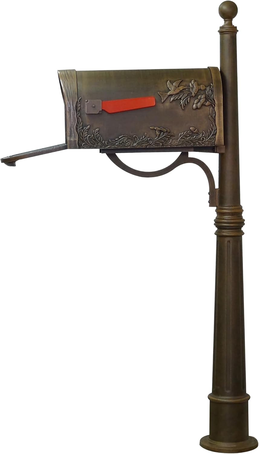 Special Lite Hummingbird Curbside Mailbox with Ashland Post - Copper Mailbox with Aluminum Post - SCB-1005_SPK600-CP