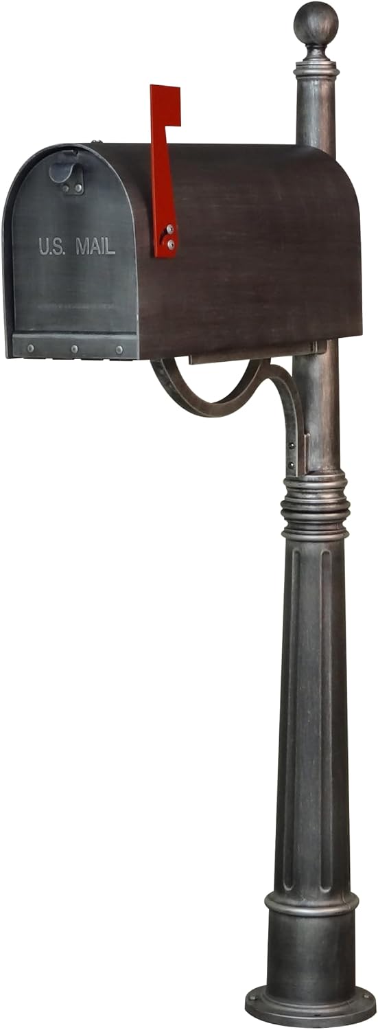 Special Lite Titan Steel Curbside Mailbox with Ashland Post - Swedish Silver Mailbox with Aluminum Post - SCH-1016S_SPK-600-SW