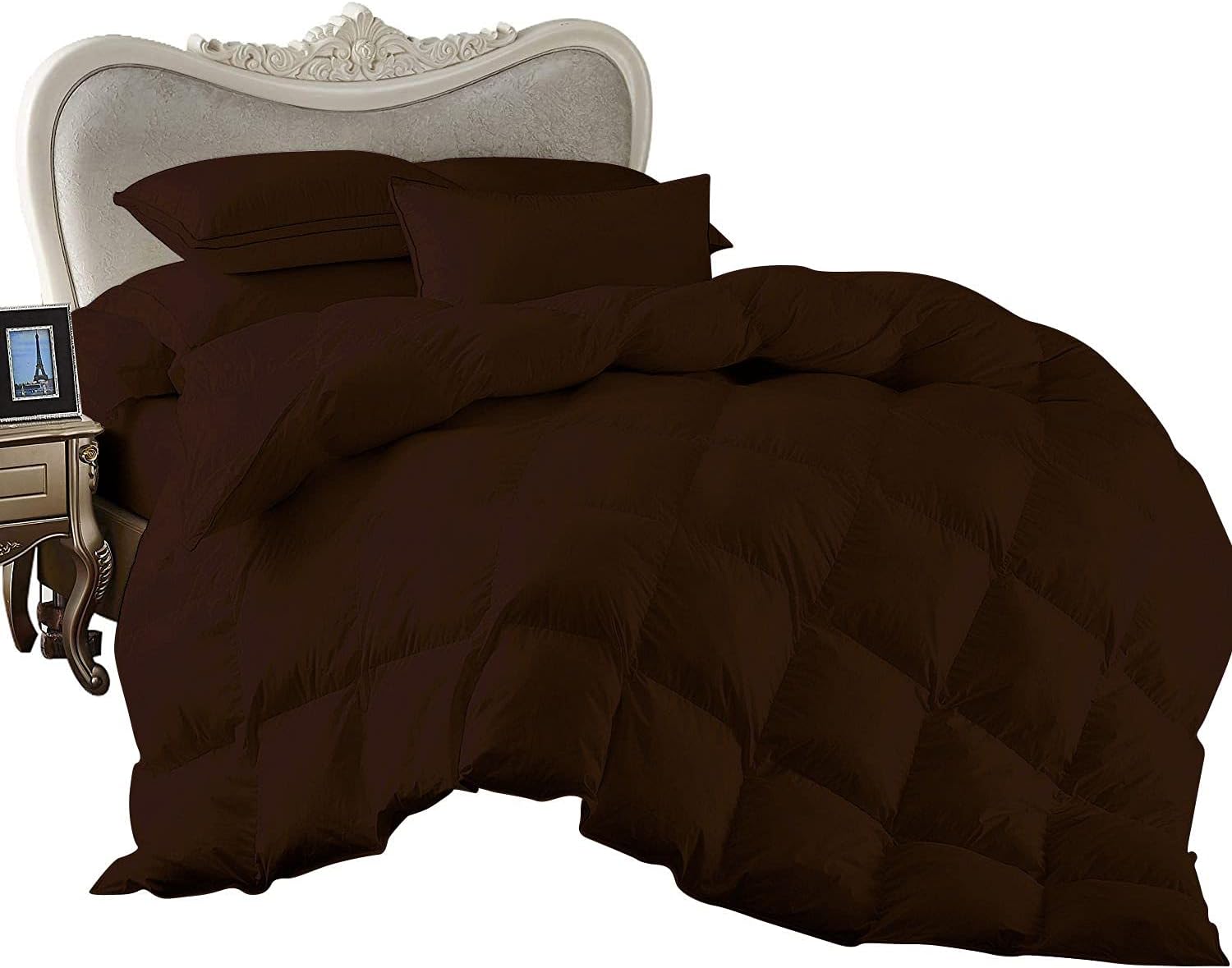 7 Piece Bed-in-A-Bag Comforter & Sheet Set 8-10' Deep Pocket, 100% Egyptian Cotton Queen Size, Chocolate, Sets Include - 1Comforter, 1Flat Sheet,1Fitted Sheet, 2Pillowcase & 2Pillowsham