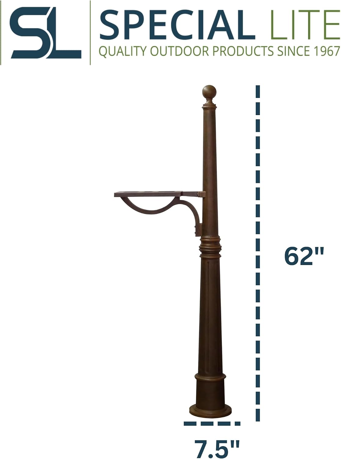 Special Lite Ashland Mailbox Post - Copper Cast Aluminum Post for Curbside Mailbox - SPK-600-CP