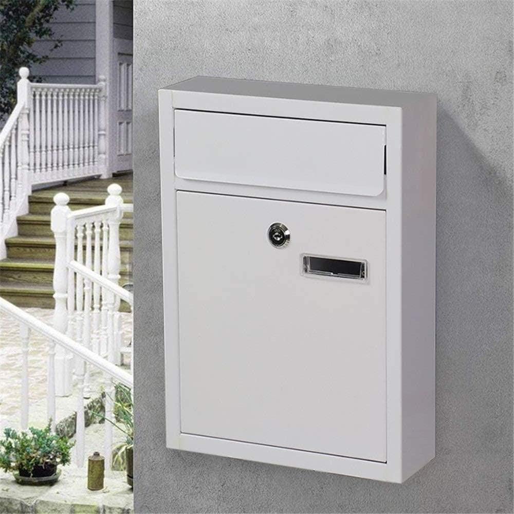 Post Box Modern Wall Mount Lockable Mailbox Outdoor Metal Key Large Capacity Commercial Rural Home Decorative Outdoor Mailbox-8x32x24cm