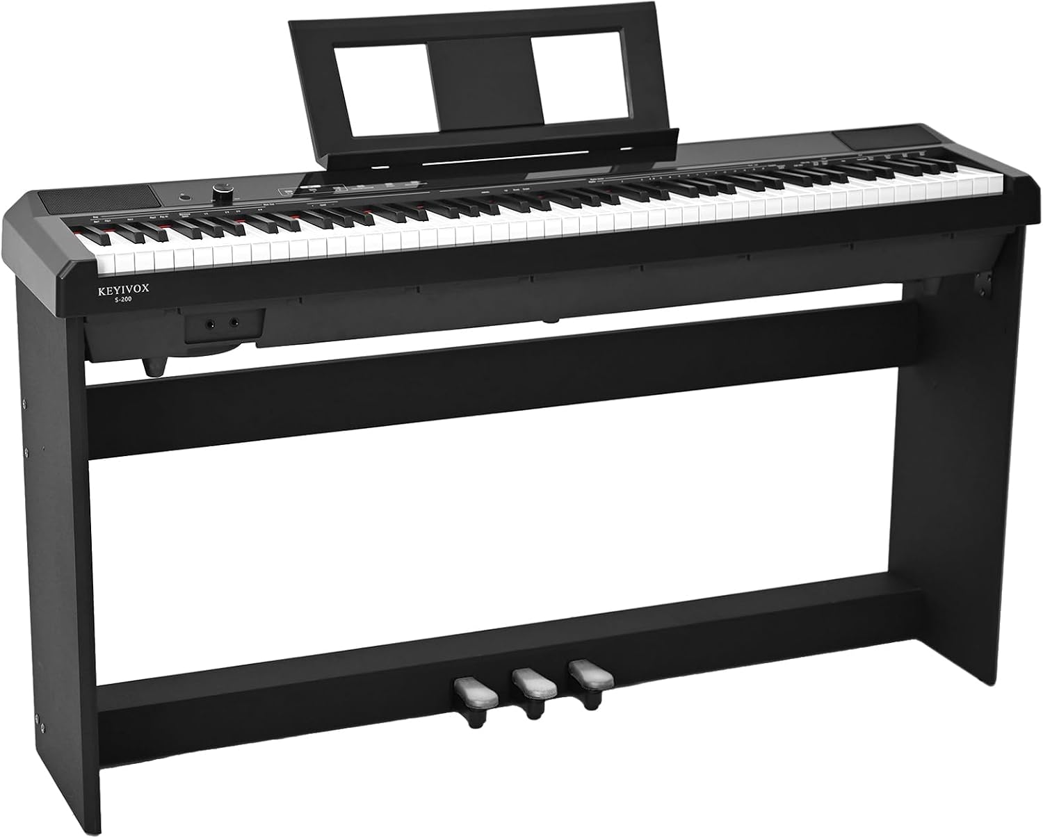 S-200 88-Key Weighted Digital Piano keyboard, Full-size Hammer Action Electric piano for Beginners, 8 Timbres, 128 Rhythms, 31 Demo Songs with Dual Headphone Jack, Triple Pedal, USB