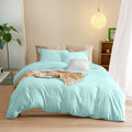 800TC 3 Sided Zipper Duvet Cover Set Soft Egyptian Cotton 3 Sided Zipper Closure, 3 PCS 1-Duvet Cover & 2- Pillow Shams - Oversize Queen Size (98' x 98') Inches, (Solid Aqua Blue)
