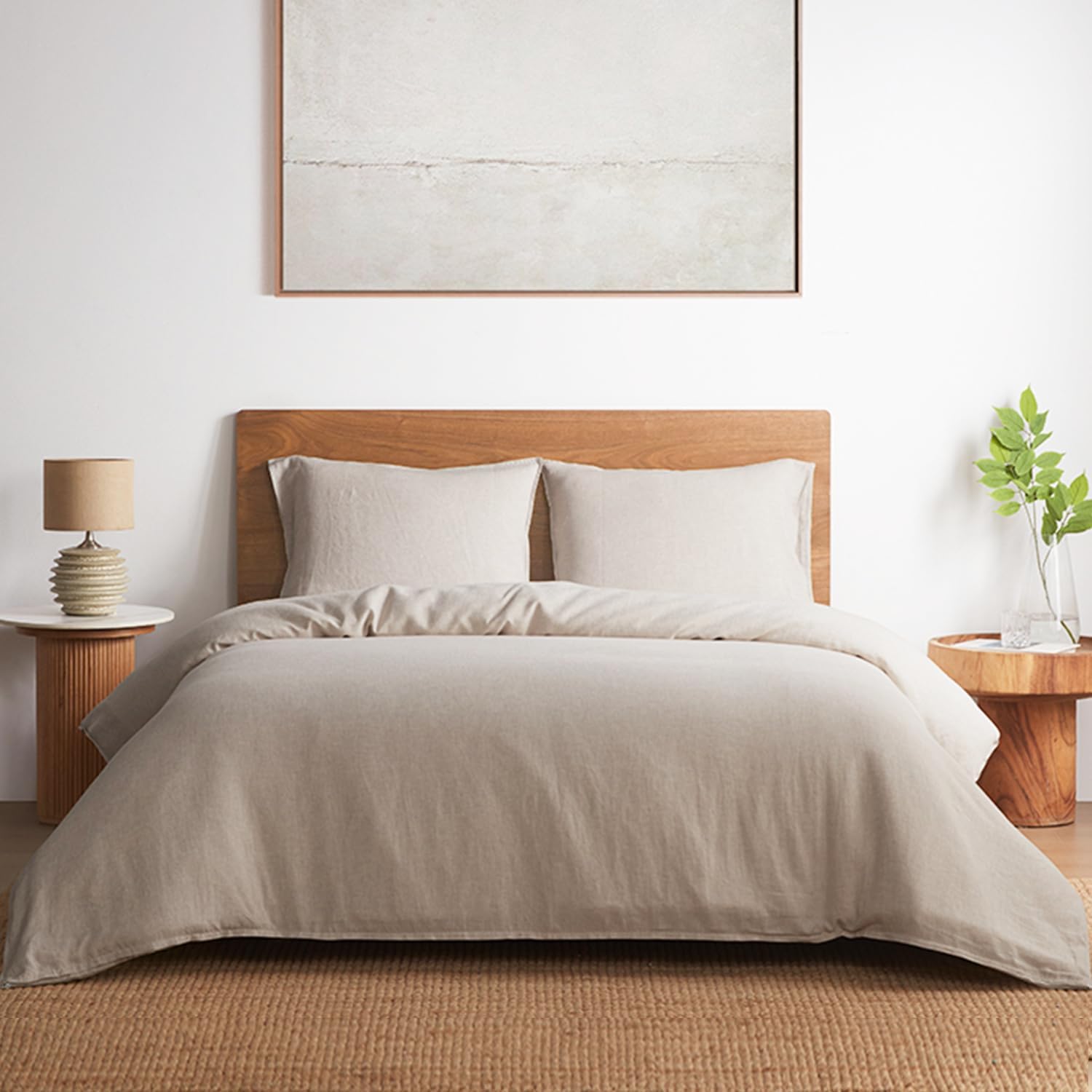 DAPU 100% Linen Duvet Cover, Pure Natural French Flax Linen with Corner Ties&Zipper Closure Soft Breathable Durable for Hot Sleepers 1 Duvet Cover 2 Pillowcases(Natural Linen, California King)
