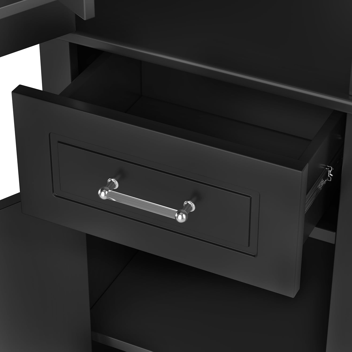 Tall Bathroom Storage Cabinet, Freestanding Bathroom Accent Storage Cabinet with Doors & Adjustable Shelves & Built-in Door Shelf for Home Kitchen, Living Room (Black Style3)