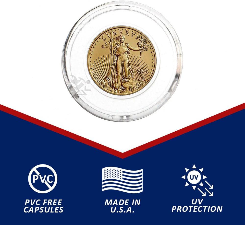 Air-Tite 250pcs 16.5mm Direct Fit 'A16' Coin Capsule Holders for 1/10oz Gold Eagles | Protective Coin Cases for 1/10oz American Gold Eagle, 1/10oz Gold Britannia