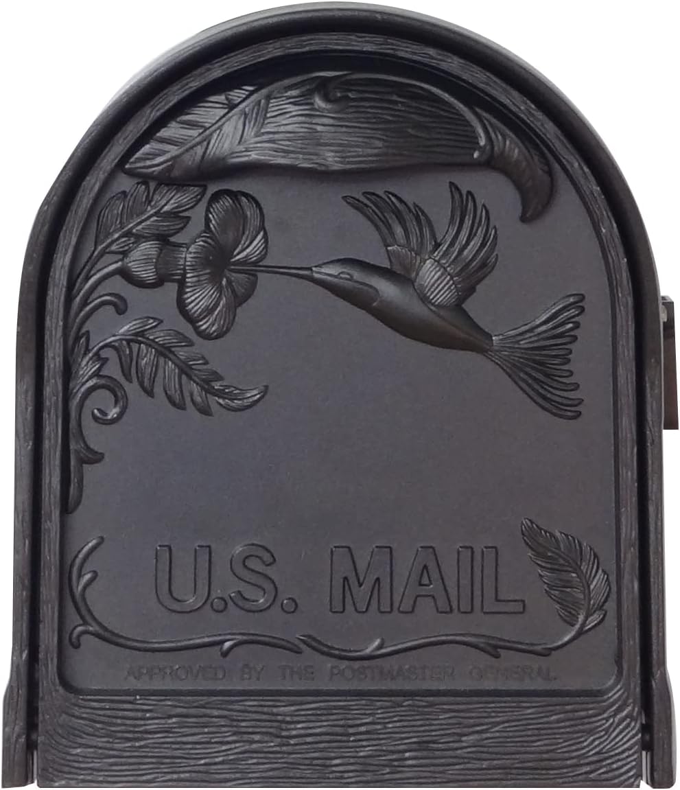 Special Lite Hummingbird Curbside Mailbox - Black Aluminum Mailbox for Post Mount - SCB-1005-BLK