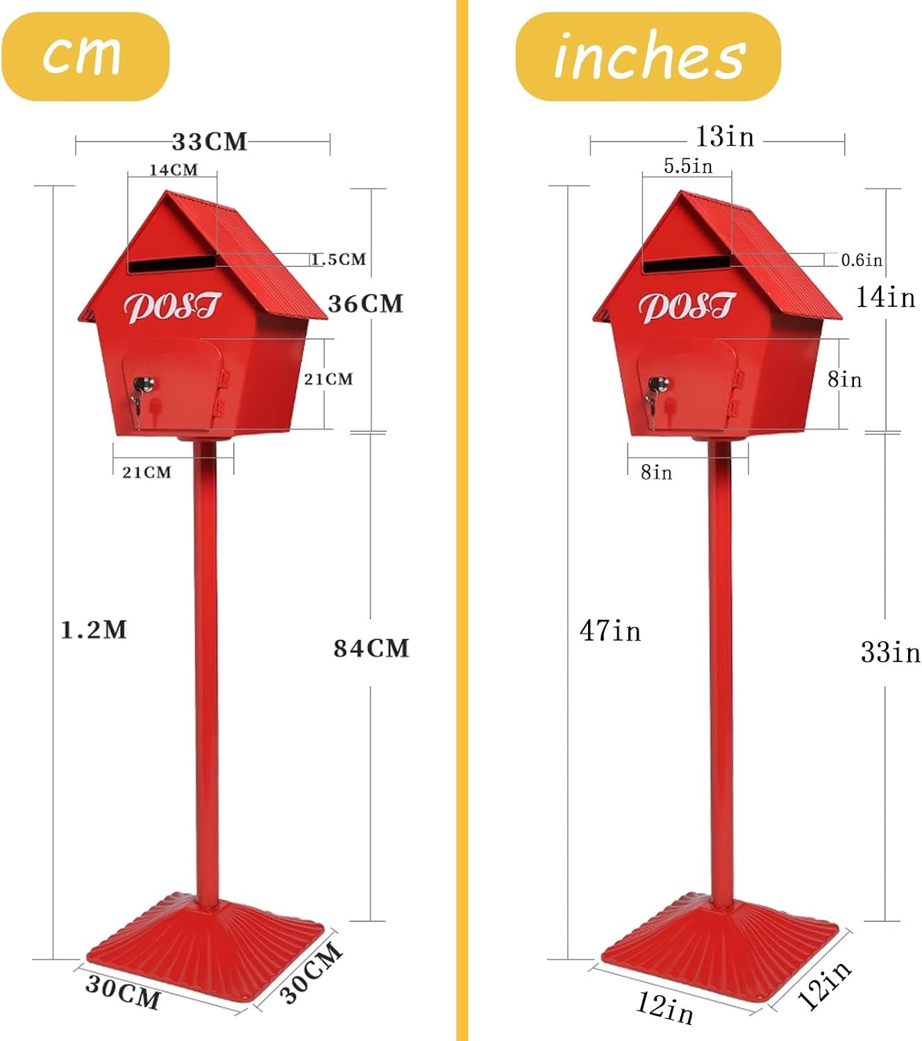 Key Drop Box Wall Mount Mailbox Mailboxes for Outside Wall Mount, Metal Mailbox, Complete System with Steel Mailbox and Aluminum Post Included(Light Blue)