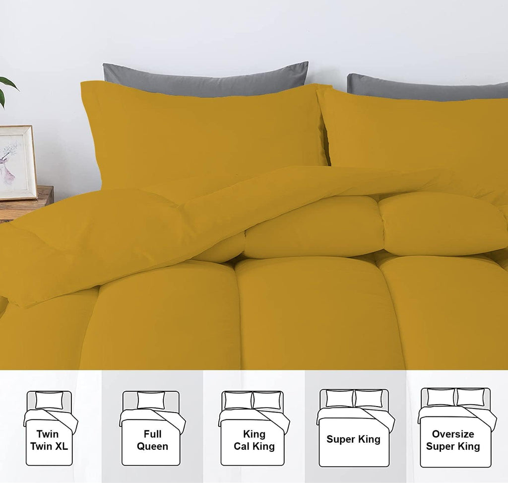 5 PC Straight Line Pattern Comforter Set Premium Super Soft 600 GSM All Season | 1000 Thread Count | 100% Egyptian Cotton ( Full/Queen Size, Golden Color)