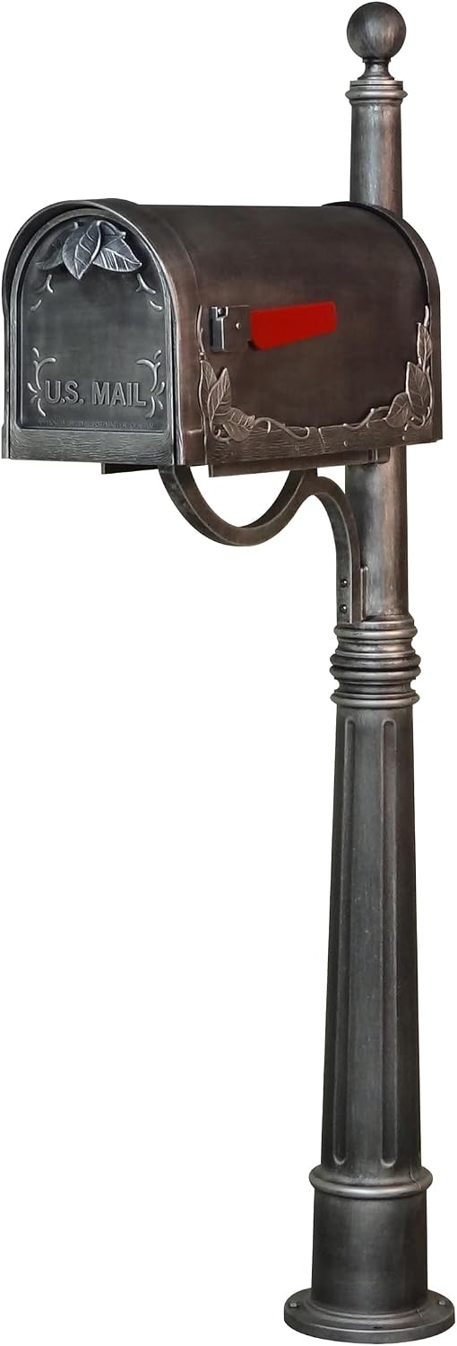 Special Lite Floral Curbside Mailbox with Ashland Post - Swedish Silver Mailbox with Aluminum Post - SCF-1003_SPK-600-SW