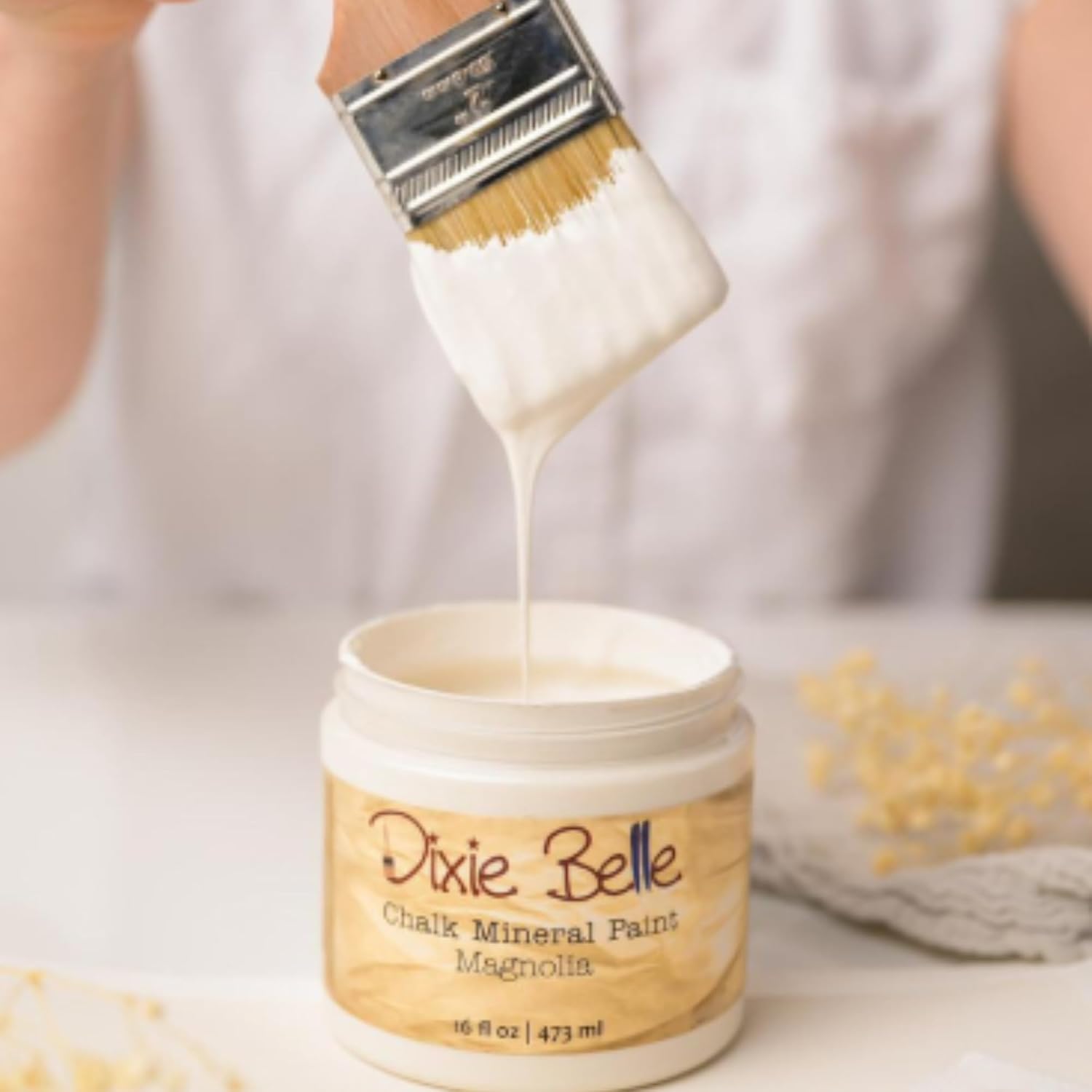 Dixie Belle Paint Company Chalk Finish Furniture Paint – Magnolia (1 Gallon / 128oz) – Matte Chic Chalk Mineral DIY Furniture Paint - Cabinets, Home Decor, & Eco-Friendly - Low Odor - Wood, Metal & More