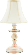 MACKENZIE-CHILDS Candlestick Lamp, Decorative Lamp for Living Room or Bedroom, Pink-and-White Rosy Check