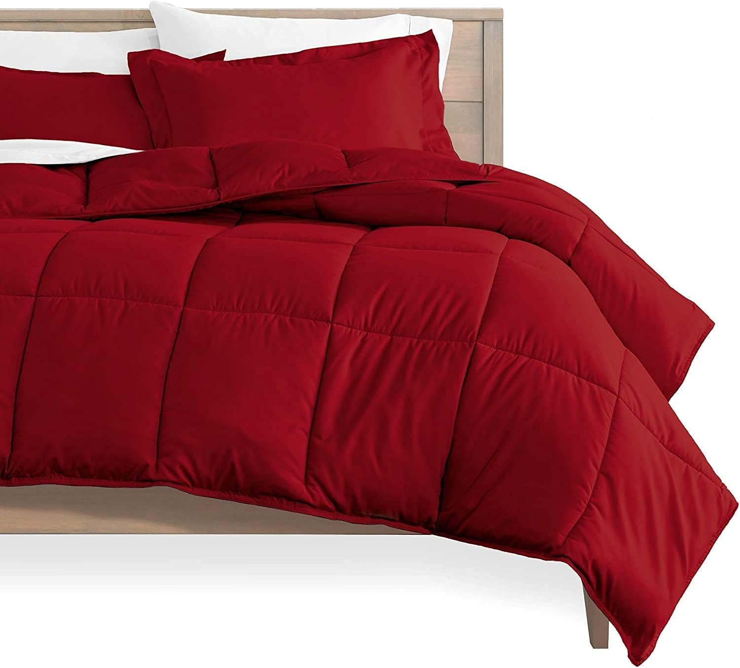 Queen Comforter Set Egyptian Cotton 1000 Series Burgundy 400 GSM Queen Size Comforter Set (Comforter + 2 Pillowcases) Comforter for Queen Size Bed
