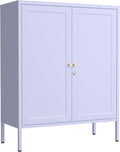 Lockable Metal Storage Cabinet Double Door Metal Cabinet Home Decor Cabinet with Adjustable Shelves Coffee Bar Cabinet Suitable for Living Room and Dining room Purple 13.8' D x 31.5' W x 36' H
