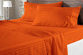 AMAY Luxury Soft 100% Egyptian Cotton 6pc Sheet Set Sateen Weave 800 TC Queen Size for Bed, Fits Mattress Upto 16-18'' Deep Pocket, Orange Stripe