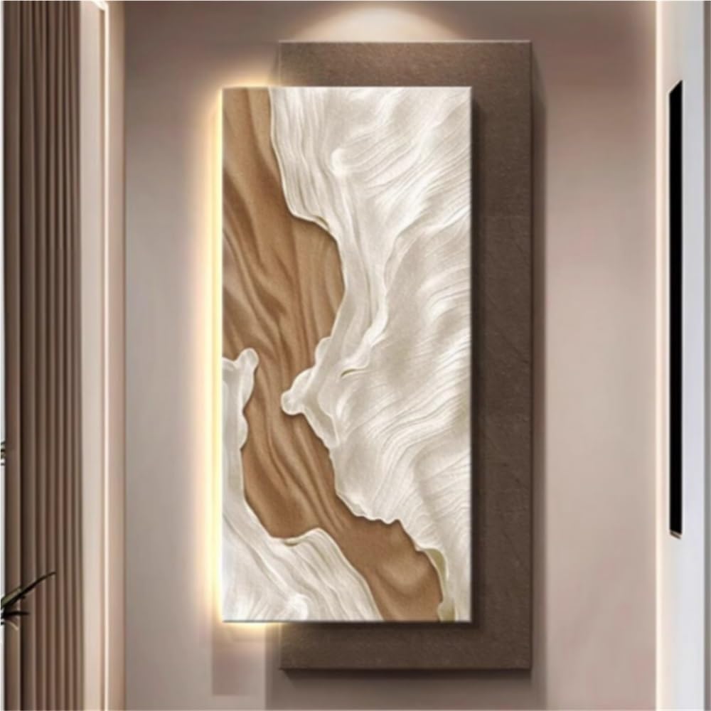 Wall Decoration with Lights, 3D Wall Art Decor, Relief LED Decorative Painting, Modern Wall Sculptures, Plug-in Power Supply Wall Hanging Painting for Living Room, Bedroom(C,47.2x23.6in)