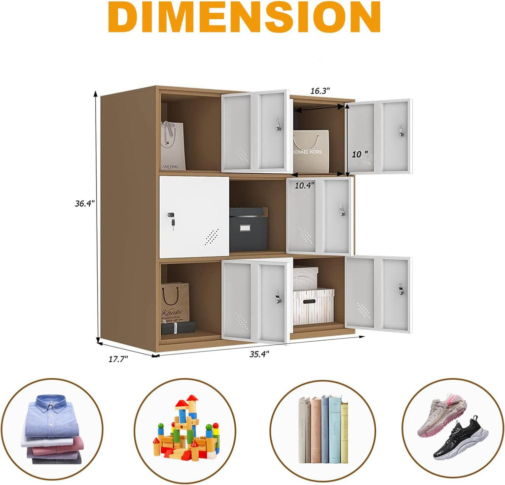MECOLOR- Storage Locker with Lock Keys,Free Standing Metal Storage Cabinet with Vents, Steel Organizers Cabinet Steel Counter Cabinet(9D, White)